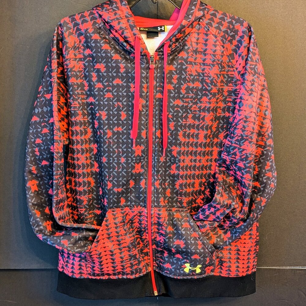 Under Armour XL Fleece-Lined Track Jacket, Geometric Pattern, Full-Zip with Hood